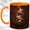 Orange, variant on Red Bird Nest Coffee Mug, Stained Glass Art Mug, Ceramic 11 oz