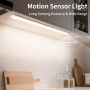 Under Cabinet Lighting 16 inches, 108 LED Battery Operated Closet Light Indoor, 3 Color & Stepless Dimming Motion Sensor Lights, Magnetic Under Counter Lights for Kitchen, Pantry, Stairs - 2 pack