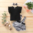 thumbnail image 1 of Vedolay 2 Piece Shorts Sets For Girl Girl's 2 Piece Outfits Print Ribbed Cut Out Tee Shirt and Biker Shorts Set,Black 0-6 Months, 1 of 5