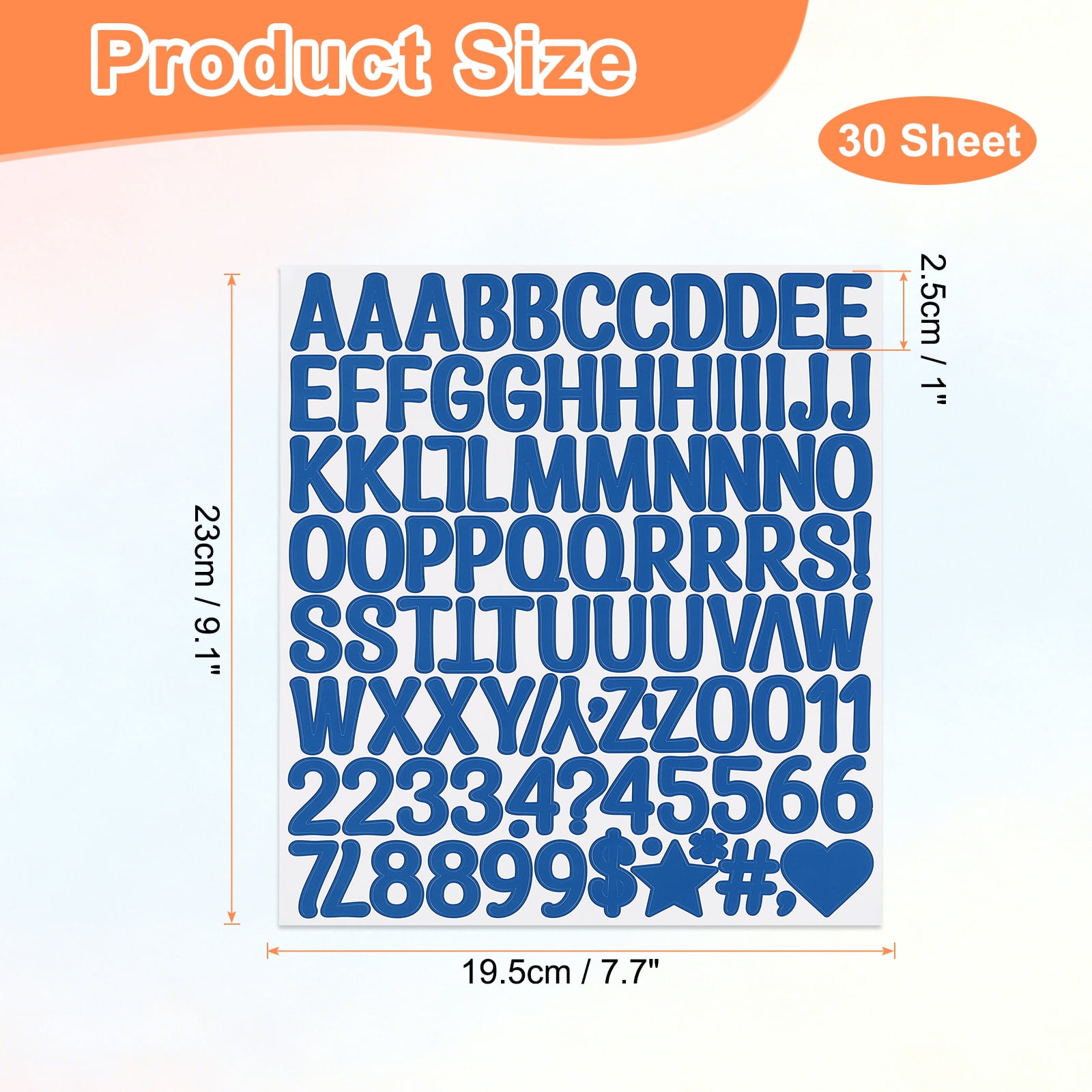 Uxcell 1 Inch Letter Stickers, 30 sheet Alphabet Number Stickers Self Adhesive Handwriting Vinyl Stick on Letters for Mailbox Number Scrapbooking Sign Bottles Craft, Blue