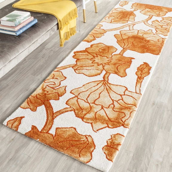 Safavieh Dip Dye Lilibeth Distressed Runner Rug, Ivory/Orange, 2'3" x 6'