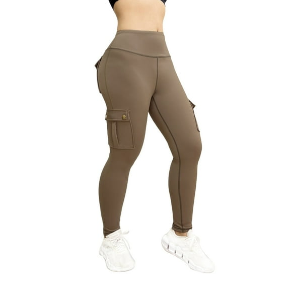 Women's Yoga Wide Waistband Pants - Multiple Pockets, Nylon/Spandex, Active/Casual, XS-XL