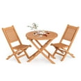 thumbnail image 4 of Costway 3pcs Patio Outdoor  Indonesia Teak Wood Bistro Dining Set Folding Chair & Table Slatted, 4 of 11
