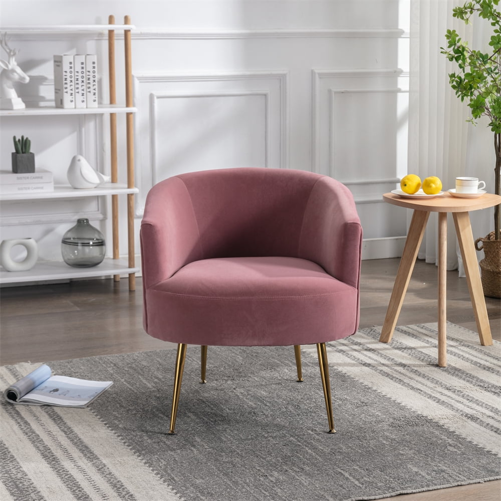 Comfortable Velvet Accent Chair, Modern Upholstered Tub Barrel Chair