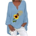 thumbnail image 2 of Babysbule Womens Plus Size Tops Women's Fashion Printed Loose T-shirt Long Sleeves Blouse V Neck Casual Tops, 2 of 5