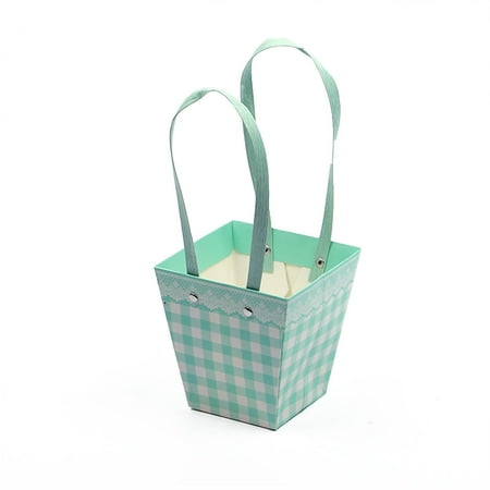 

Colorful Foldable Flower Bag with Handle Portable Waterproof Paper Packaging Bag for Fresh Flower Carrying Handmade Bouquet Basket