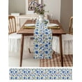 thumbnail image 3 of Blue Flower Table Runner 120 Inches, Pink Botanical Blossoming Floral Plant Bed Runner Dresser Scarves Tabletop for Indoor Outdoor Parties/Ceremony/Banquet, 13"x 120", 3 of 8