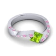 thumbnail image 3 of 1.20 Carat Elegant Natural Diamond Peridot & Pink Sapphire Gemstone Anniversary Ring for Women Solid 18K White Gold Size 11.5 by Diamond-Capitals, 3 of 8