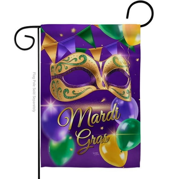 Breeze Decor G120085-BO 13 x 18.5 in. Fat Tuesday Mask Springtime Mardi Gras Vertical Garden Flag with Double-Sided House Decoration Banner Yard Gift