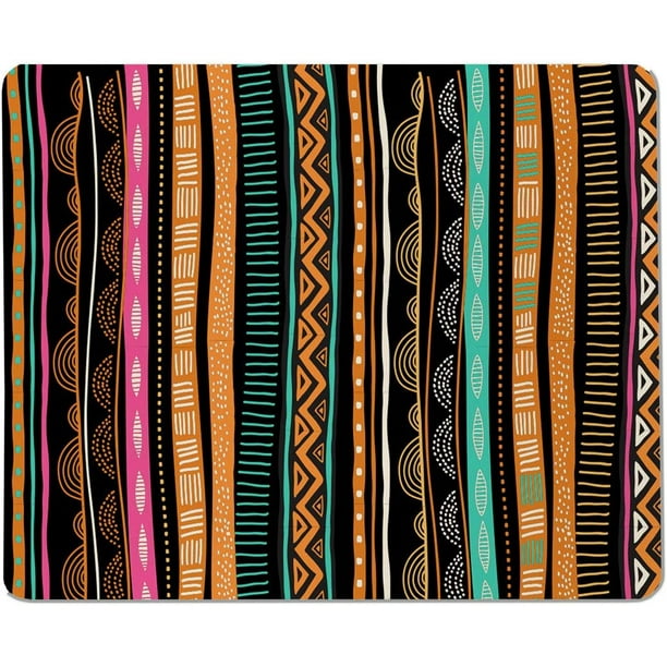 Feuillet de Tapis de Souris Rectangulaire Antidérapant à Texture Africaine Yeuss avec Motif Grunge Traditionnel Tribal. Concept Design Gaming