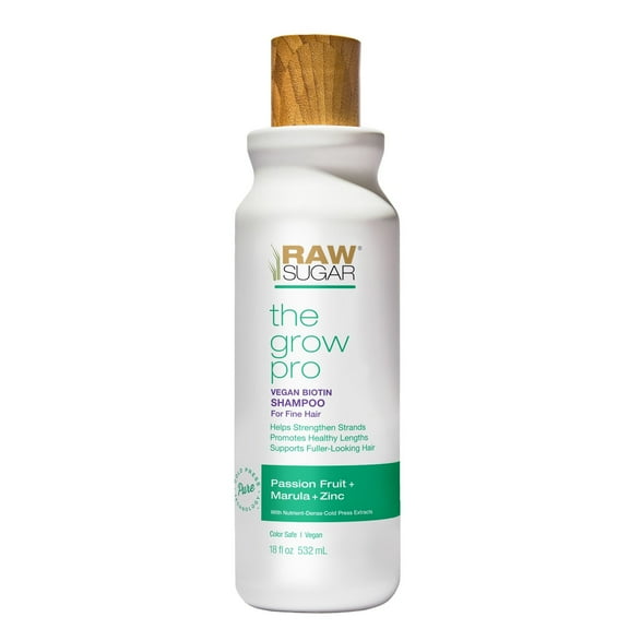 Raw Sugar The Grow Pro Shampoo - Passion Fruit   Marula   Zinc - 18 fl oz Raw Sugar The Grow Pro Shampoo with Vegan Biotin, Marula Oil & Zinc, 18 fl oz