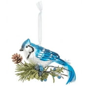 Vintage-Style Glass BLUE JAY Kissing Krystals Christmas Ornament by Ganz