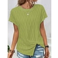 thumbnail image 3 of Mittory Womens Tops Short Sleeve Split Asymmetrical Hem Blouses Dressy Casual Spring Summer Clothes Outfits, 3 of 6