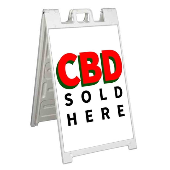 CBD Sold Here (24" X 36") Standard A-Frame Signicade, Includes Decal Applied To Stand
