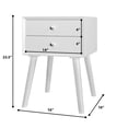 thumbnail image 2 of Gymax 2PCS Wooden Nightstand Mid-Century End Side Table W/2 Storage Drawers White, 2 of 9