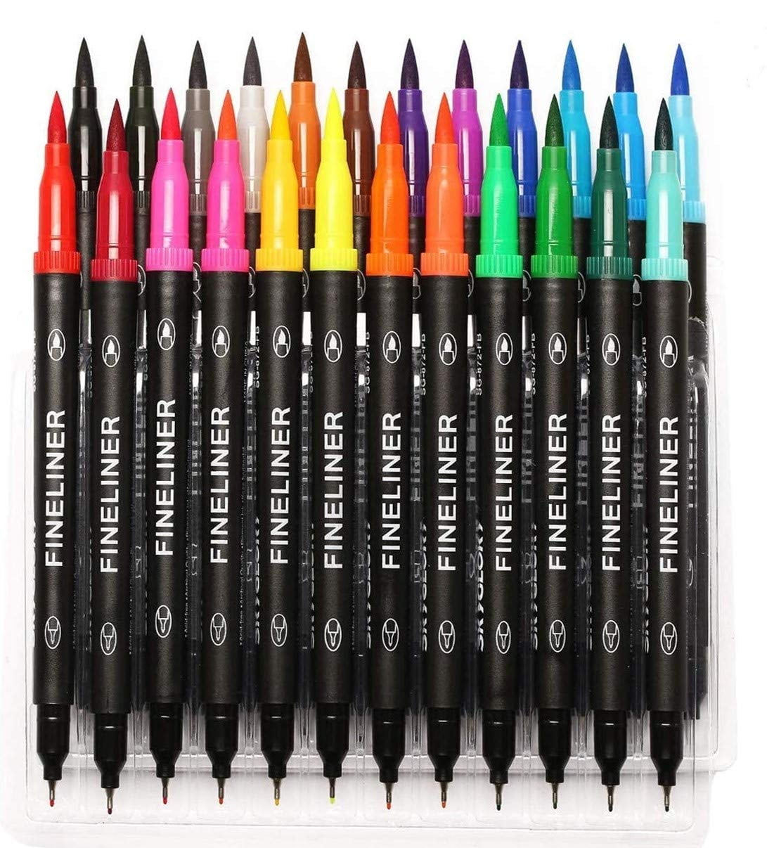 12 Fine liner Point Tip Pen Black Brush Marker Black Calligraphy Drawing Writing