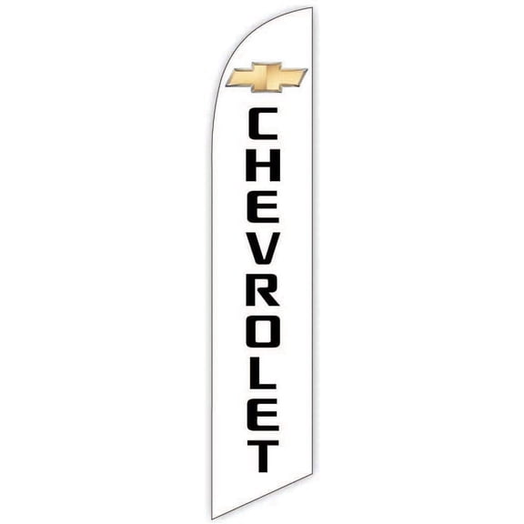 Advertising Feather Flag 12ft for Chevrolet White - Replacement Flag Only Without Poleset