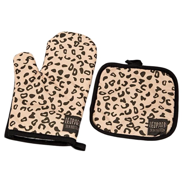 Leopard Oven Mitts and Pot Holders Heat Resistant Oven Gloves Safe