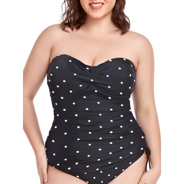 RELLECIGA Women's Ruched Bandeau Tankini Top Swimsuits