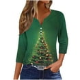 thumbnail image 2 of Ailaofu Hauts pour Femmes à Manches 3/4 Décontractés Henley Col T-Shirts Manches 3/4, 2 of 5