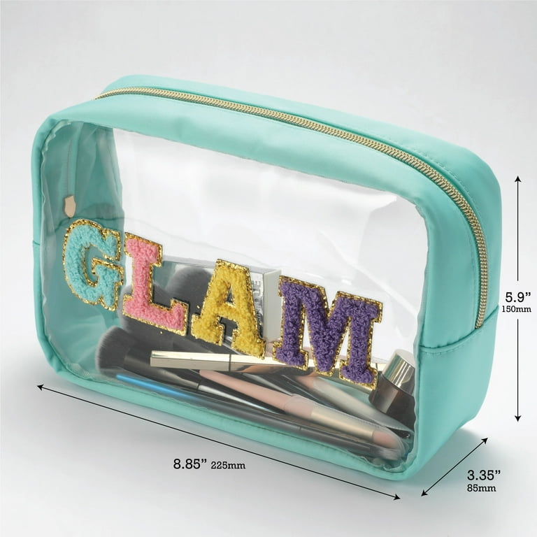 Walmart Glam Cosmetic Bag, Nylon PVC, Teal Trim, Size x