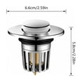 thumbnail image 2 of 3 in 1 Pop Up Bathroom Sink Stopper – Bathroom Sink Drain Strainer with Removable Basket Hair Catcher, Push-Type Universal Pop Up Drain Stopper for Bathroom Sink Lavatory Vanity, 2 of 6