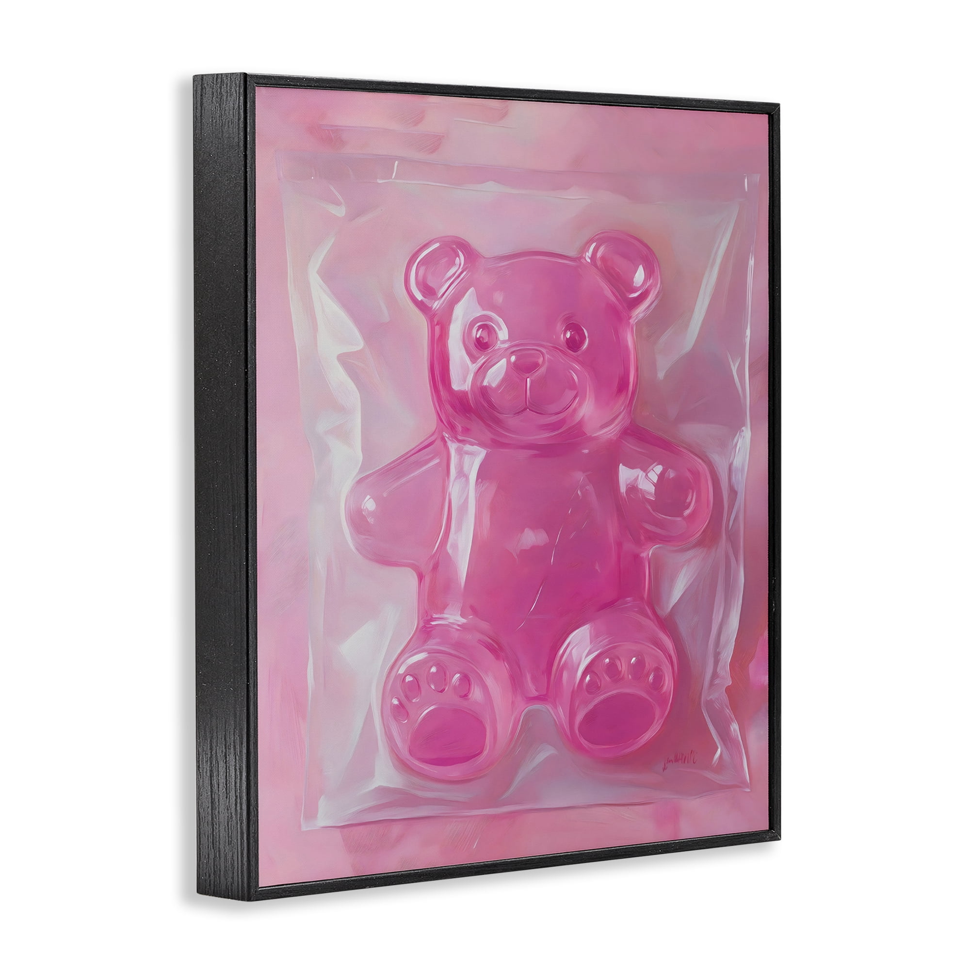 Stupell Industries Pink Gummy Candy Bear Black Framed Giclee Art, design by The Prints Vibe