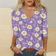 thumbnail image 2 of Virmaxy Womens Blouses Long Sleeve Shirt Women Casual Fashion Solid Color Button T-Shirt Long Sleeves One Shoulder Top Blouse Tops Purple M, 2 of 5