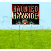 Haunted Hayride (18" x 24") Yard Sign, Includes Metal Step Stake