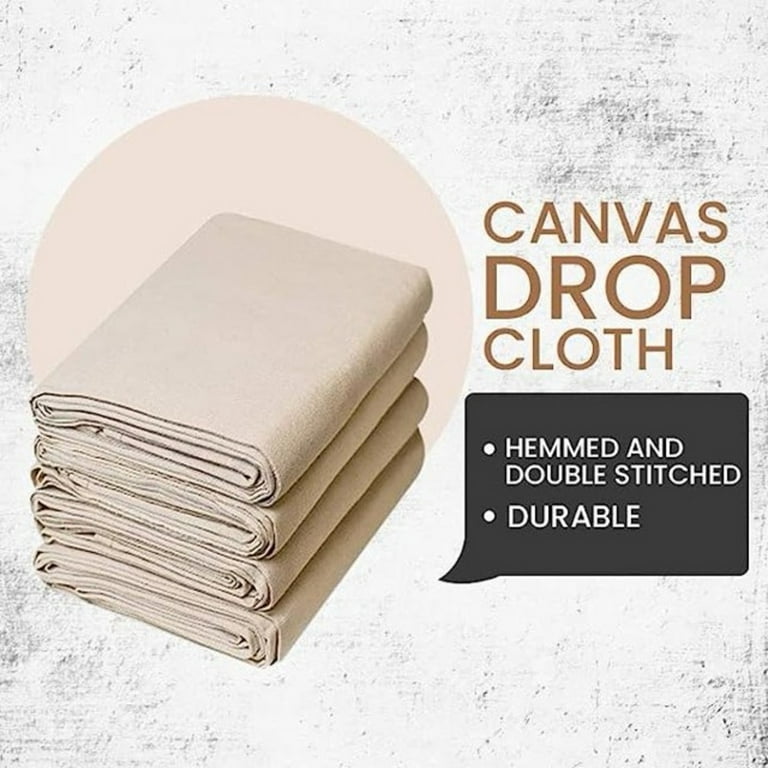 REDIBLUE Canvas Drop Cloth for Painting 8 oz, 4 ft x 25 ft - All Purpose  Drop Cloth - Canvas Tarp, Painters Drop Cloth, Drop Cloth Curtains, Floor