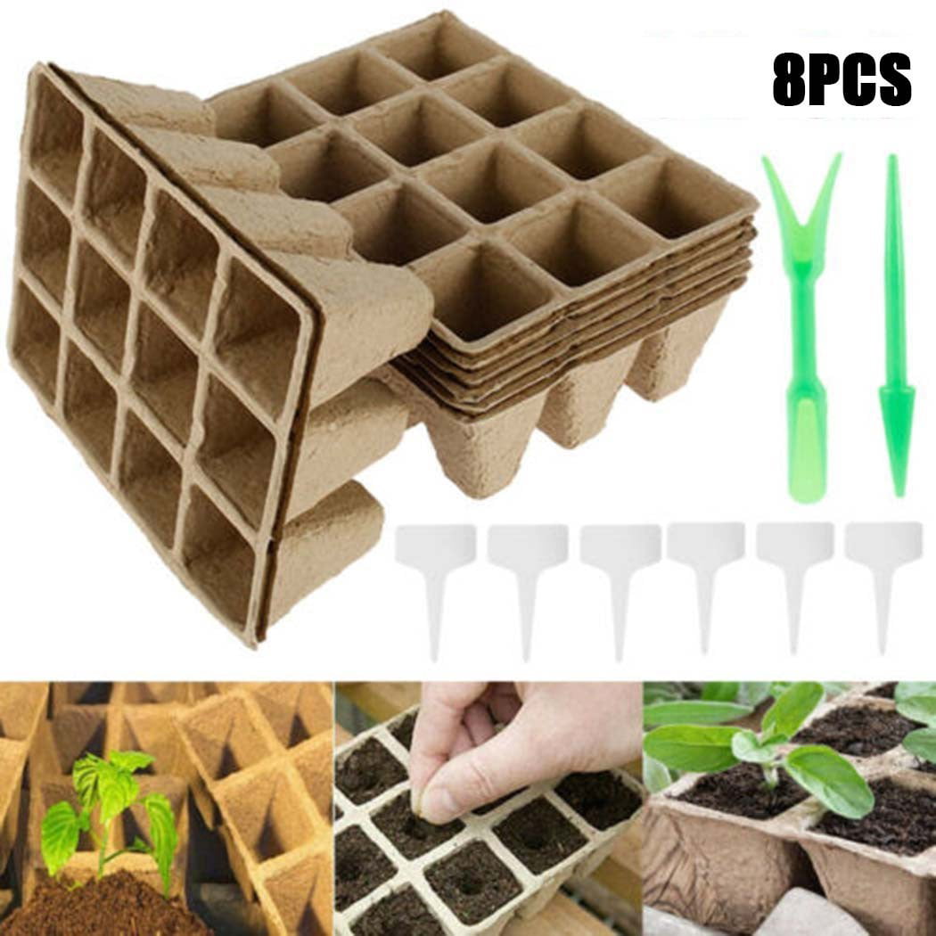URATOT 12 Pack Peat Pots Kits Seed Starter Eco-Friendly Enhance Aeration with Plant Tags for Home Plant Starters