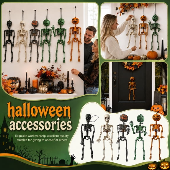 THOPBPRK Skeleton Prop for Halloween Decorations, Posable Human Figure for Decor, Spooky Indoor Outdoor Party Display and Home Accents, 1Pack Black