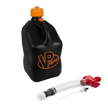 VP Racing 5 Gallon Square Utility Jug With 14 Inch Hose - Heavy Duty Plastic Container