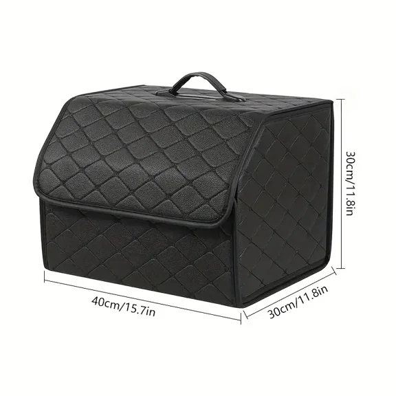 Large Capacity Car Trunk Organizer - Faux Leather Foldable Storage Box, Collapsible Trunk Tidy for Car Item Storage