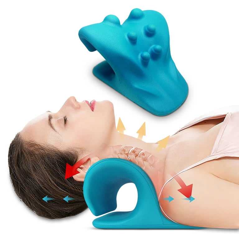 Starynighty Neck Traction Pillow Rest Cloud Cushion Support Neck Nerve Stretcher Pain Relief, Size: One size, Blue