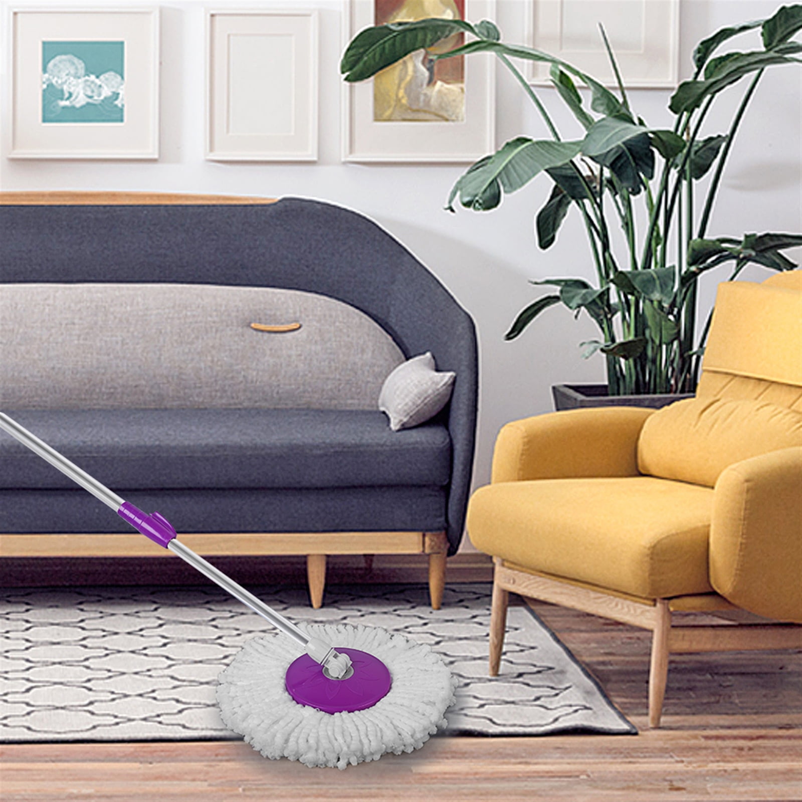 Private Jungle 360° Microfiber Spin Mop with Bucket and Dual Mop Heads Self Wringing Spinning Mop Telescoping Handle Cleaning System,Purple Private Jungle 360° Microfiber Spin Mop with Bucket and Dual Mop Heads Self Wringing Spinning Mop Telescoping Handle Cleaning System,Purple