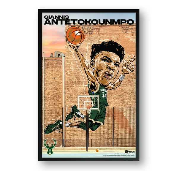 Giannis Antetokounmpo Milwaukee Bucks Framed 14" x 20" Player Caricature Art