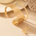 thumbnail image 6 of Gold Bangle Bracelets and Rings Set Fashionable Hollow Circular Gold Rings and Bangles Jewelry Set for Fashion Lover, 6 of 8