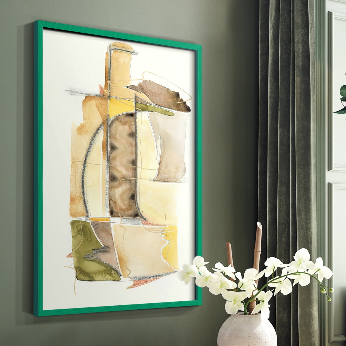 Brown Sugar II Framed Print in Green Solid Wood Framed Print No Nail Hanging