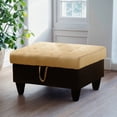 thumbnail image 2 of WRTEYEUI Ottoman Rectangular Storage Ottoman Bench, Flannel Footrest Stool Footstool with Lid for Living Room, Bedroom, Entryway, Champagne&Black, 35"x23.5"x17.5", 2 of 10