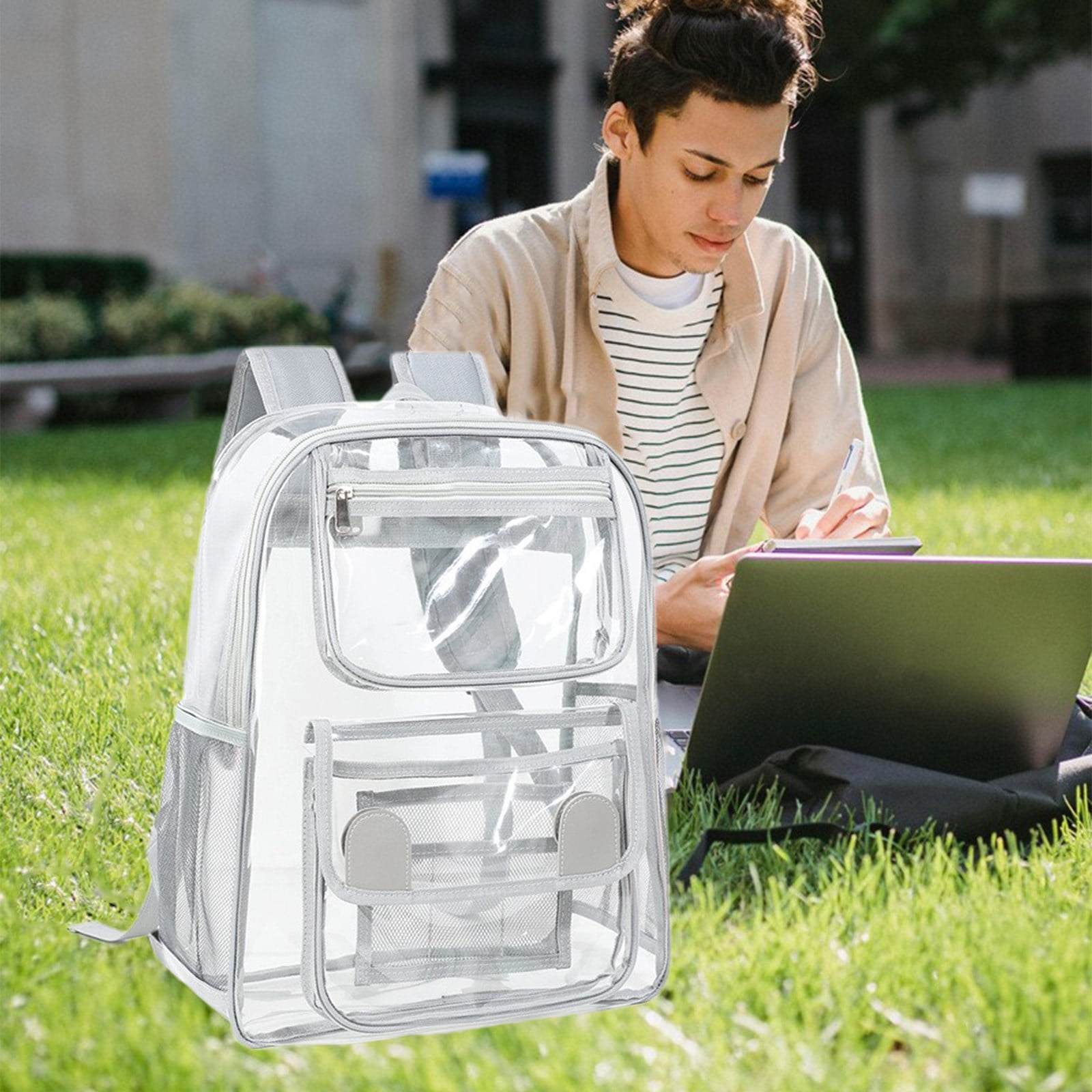 Kttectoa Clearance Heavy Duty Clear Backpack Stadium Security Approved Mini Gym Drawstring Bag Deals on to ys Walmart