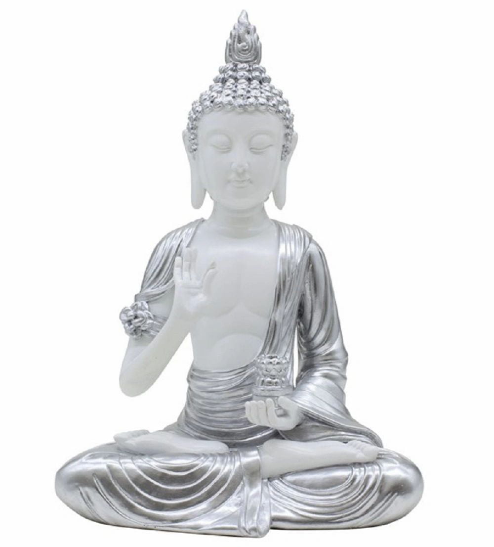 Silver Thai Buddha Standing Meditating ~ Feng Shui Ornament Figure Statue Gift 