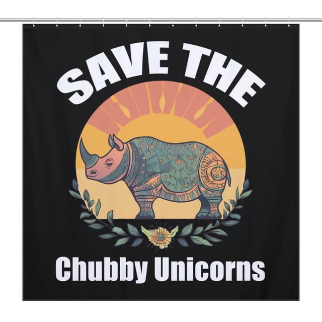 Cortina de ducha impermeable Save The Chubby Unicorns, ligera y lavable a máquina, para decoración de baño, 72 x 72 pulgadas (183 x 183 cm)