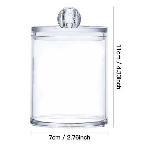 JeashCHAT Holder for Bathroom, Dispenser Jar with Lid, Clear Plastic Jar Bathroom Storage Jar for Cotton Ball, Cotton Swab, Cotton Round Pads, Floss