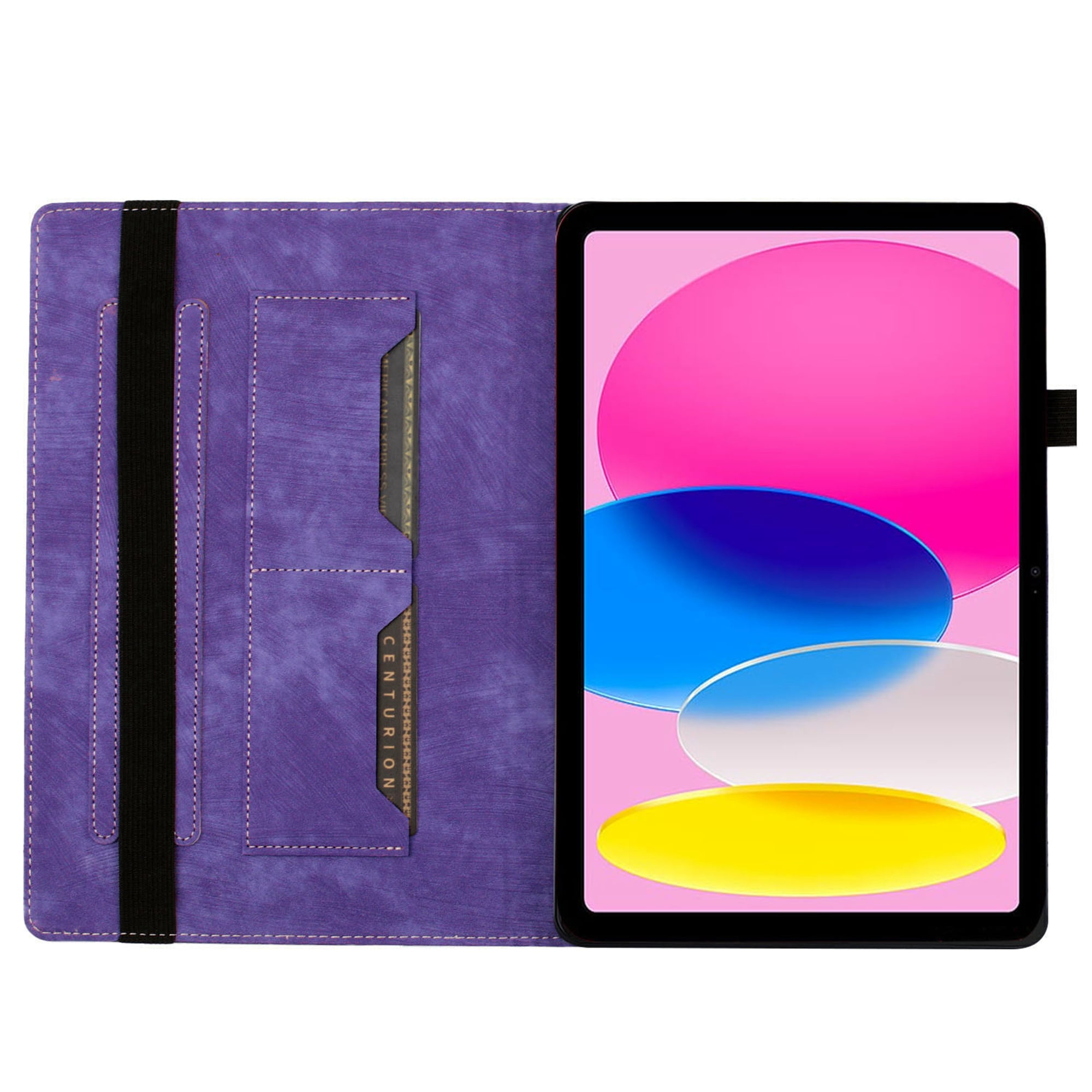 Dteck Folio Case for iPad Pro 13 Inch 2024, iPad Pro 13 (M4) Case PU Leather Embossed Butterfly & Cat Pattern Card Holder Folio Cover with Pencil Holder, Multi-Angle Viewing Stand,Purple