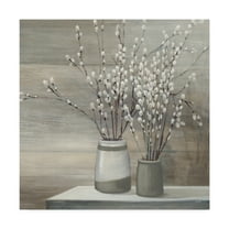 Julia Purinton 'Pussy Willow Still Life Gray Pots Crop' Canvas Art