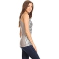 thumbnail image 4 of Anna-Kaci Womens Shimmer Sequins Club Spaghetti Strap Camisole Vest Tank Tops X-Large Silver, 4 of 6
