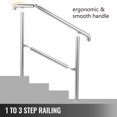 thumbnail image 3 of VEVOR Main Courante Transitionnelle en Acier Inoxydable Compatible avec Surface de Niveau et Escalier Réglable de 1 à 3, Rampes d'Intérieur et d'Extérieur, Capacité de 220 Lb avec Trousse d'Installation, Porche Bricolage, Argent, 3 of 9