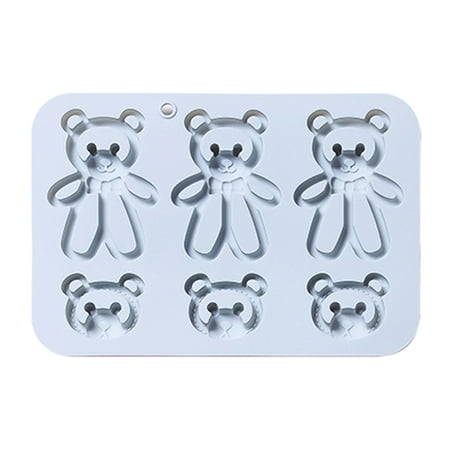 

6 Cavities Mousse Moulds DIY Bear Shape Silicone Material Pudding Chocolate Mold