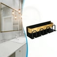 thumbnail image 3 of Toothbrush Holder Wall Mounted Set Black Gold Tone 10.24''x2.95''x2.95'' with Toothpaste Squeezer, 3 of 7